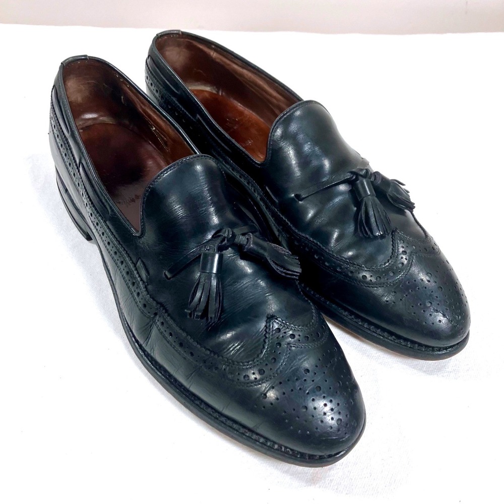 Allen Edmonds Manchester Tassel Loafers Black Leather Wingtip Brogue 8507 10.5 C